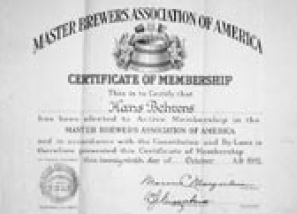 Brewers Certificate, Hans Behrens;